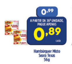Arena Atacado Hamburguer Misto Seara Texas 56g oferta