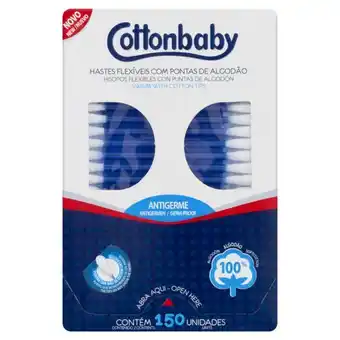 Hastes flexíveis cottonbaby caixa 150 unidades