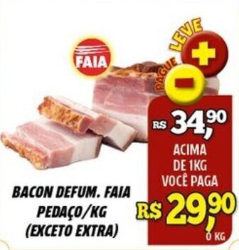 Zattão Supermercado Bacon Defum. Faia Pedaco 1kg oferta