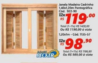 Janela Madeira Cedrinho 1.40x1.20m Pantografica