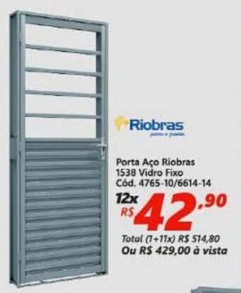 Lojas Becker Porta Aco Riobras 1538 Vidro Fixo oferta