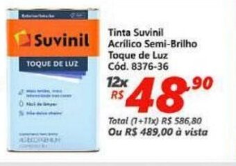Lojas Becker Tinta Suvinil Acrilico Semi-Brilho Toque de Luz oferta