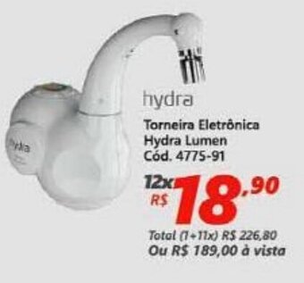Lojas Becker Torneira Eletronica Hydra Lumen oferta