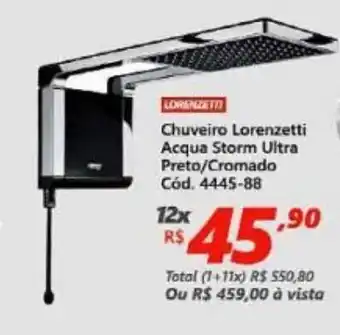 Chuveiro Lorenzetti Acqua Storm Ultra Preto/ Cromado