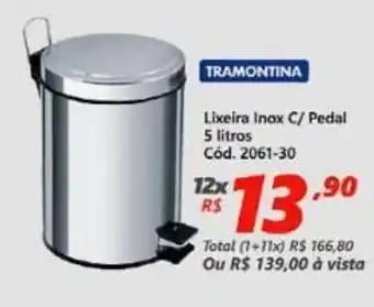 Lojas Becker Lixeira Inox c/ Pedal 5L oferta