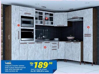 Lojas Becker Conjunto Cozinha Indekes Gold 4 pecas Noce/ Imperial oferta