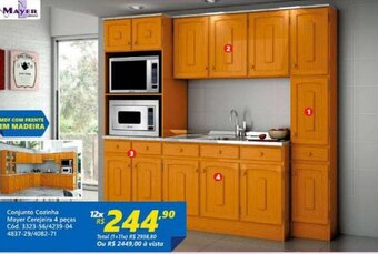 Lojas Becker Conjunto Cozinha Mayer Cerejeira 4 pecas oferta