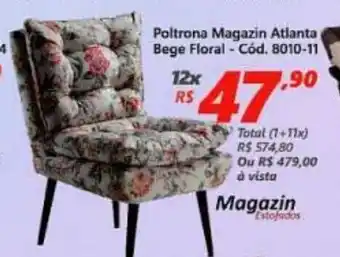 Poltrona Magazin Atlanta Bege Floral