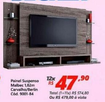 Lojas Becker Painel Suspenso Malbec 1.82m Carvalho/ Berlin oferta