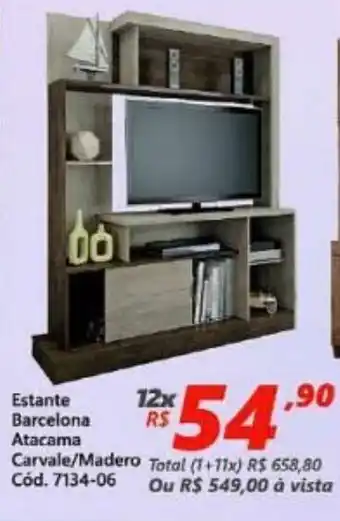 Lojas Becker Estante Barcelona Atacama Carvale/ Madero oferta