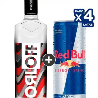 Kit com - 1 vodka orloff regular 1 litro + 4 red bull energy drink 250ml