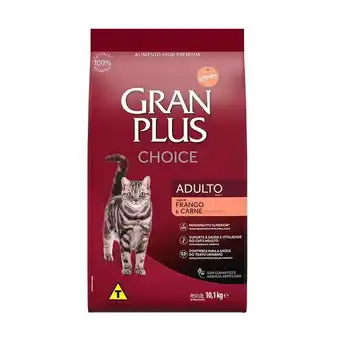 Ração granplus choice para gatos adultos sabor frango e carne 10,1kg
