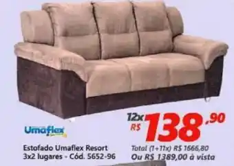 Lojas Becker Estofado Umaflex Resort 3x2 lugares oferta
