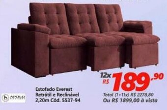 Lojas Becker Estofado Everest Retratil e Reclinavel 2.20m oferta