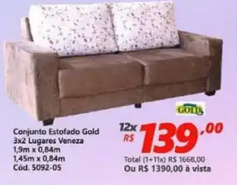 Conjunto Estofada Gold 3x2 Lugares Veneza 1.9mx0.84m / 1.45mx0.84m