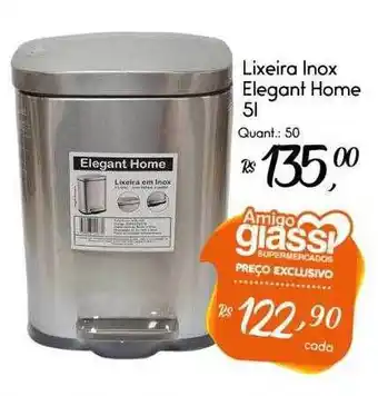 Giassi Supermercados Lixeira Inox Elegant Home 5l oferta