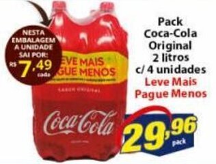 Vencedor Atacadista Pack Coca Cola Original 2L c/4 unidades oferta