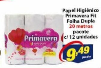 Papel Higiénico Primavera Fit Folha Dupla 20m pacote c/12 unidades