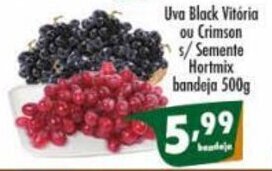 Vencedor Atacadista Uva Black Vitoria ou Crimson s/ Semente Hortmix bandeja 500g oferta