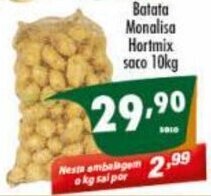 Vencedor Atacadista Batata Monalisa Hortmix saco 10kg oferta