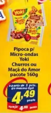Pipoca p/ Microondas Yoki Churros ou Maca do Amor pacote 160g