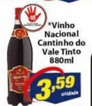 Vencedor Atacadista Vinho Nacional Cantinho do Vale Tinto 880ml oferta