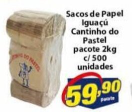 Vencedor Atacadista Sacos de Papel Iguacu Cantinho do Pastel pacote 2kg c/ 500 unidades oferta