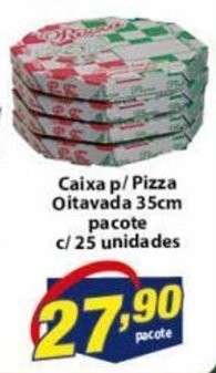 Vencedor Atacadista Caixa p/ Pizza Oitavada 35cm pacote c/25 unidades oferta