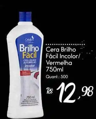 Cera Brilho Fácil Incolor Vermelha