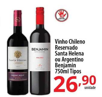 Akki Atacadista Vinho Chileno Reservado Santa Helena Ou Argentino Benjamin oferta