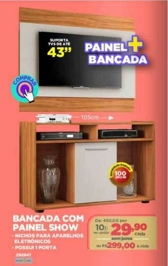 Móveis Simonetti Bancada Com Painel Show oferta