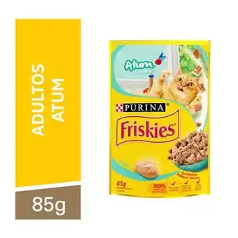 São Roque Supermercados Ração úmida para gatos adultos atum ao molho friskies 85g oferta