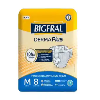 Fralda geriátrica bigfral derma plus tamanho m com 8 unidades