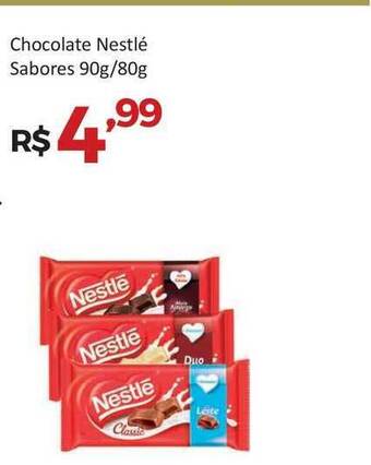 Villarreal Supermercados Chocolate Nestlé Sabores 90g/80g oferta