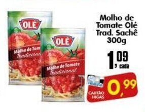 Higa's Supermercado Molho de Tomate Ole tradicional sache 300g oferta