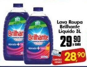 Higa's Supermercado Lava roupa Brilhante Liquido 3L oferta