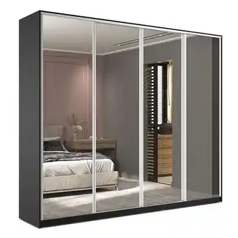 Pão de Açúcar Guarda-roupa casal com espelho zermatt 4 pt 6 gv preto oferta