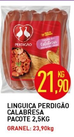 Linguica Perdigao calabresa pacote 2.5kg