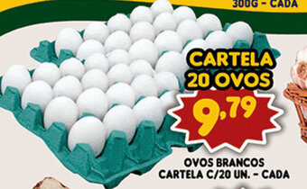 Supermercados Cristal Ovos Brancos Cartela c/20 un- cada oferta