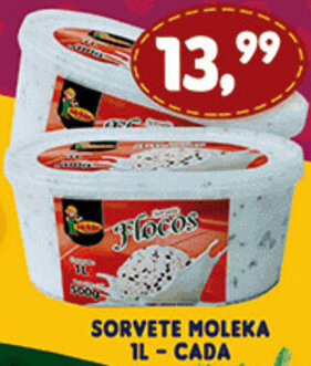Supermercados Cristal Sorvete Moleka 1L cada oferta