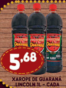 Supermercados Cristal Xarope de Guarana LIncoln 1L - cada oferta