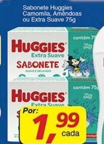 Supermercados Guanabara Sabonete Huggies Camomila, Amendoas ou Extra Suave 75g oferta