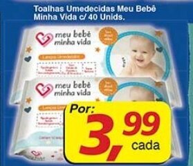 Supermercados Guanabara Toalhas Umedecidas Meu Bebe Minha Vida c/40 unids. oferta