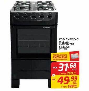 GBarbosa Fogão 4 Bocas Mueller Moderatto Stile G6 oferta