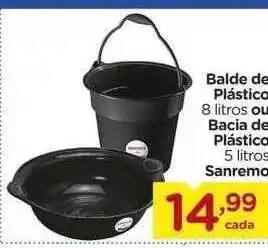 Balde De Plastico 8 Litros Ou Bacia De Plastico 5 Litros Sanremo