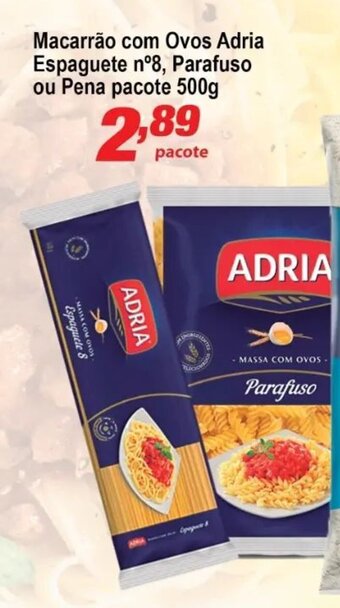Ricoy Supermercados Macarrao com ovos Adria espaguete n8, Parafuso ou Pena pacote 500g oferta