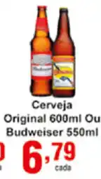 Rossi Supermercado Cerveja Original 600ml ou Budweiser 550ml oferta