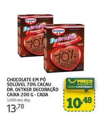 Cooper Chocolate Em Pó Solúvel 70% Cacau Dr. Oetker Decoração Caixa Cada oferta