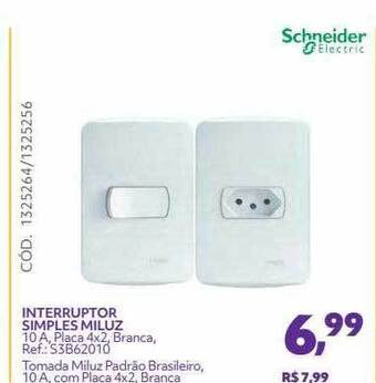Telhanorte Interruptor Simples Miluz Schneider oferta