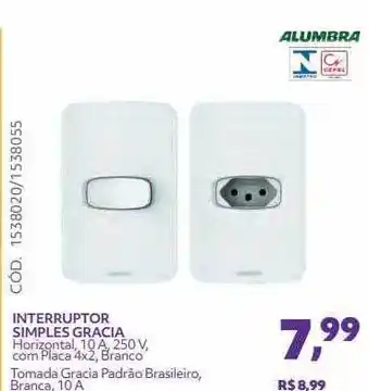Telhanorte Interruptor Simples Gracia Alumbra oferta
